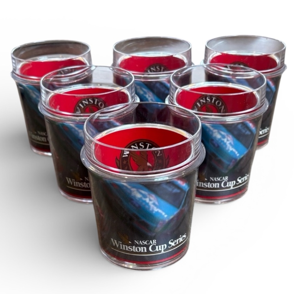 Vintage Nascar Winston Cup Series Tumbler Glasses Set of 6 Made in USA